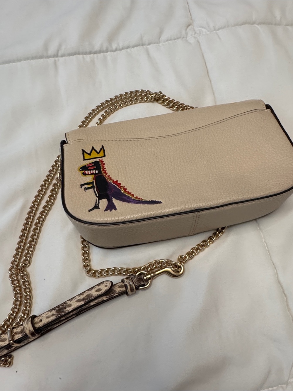 Coach Basquait Cream Leather Crossbody withGold Chain - Picture 4 of 4